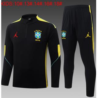 Chándal Brasil 2026 (Black Half Zip II) - NIÑOS